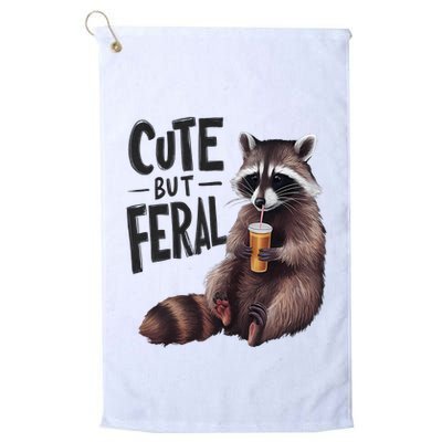 Feral Girl Summer Funny Meme Cute But Feral Raccoon Vacation Golf Towel