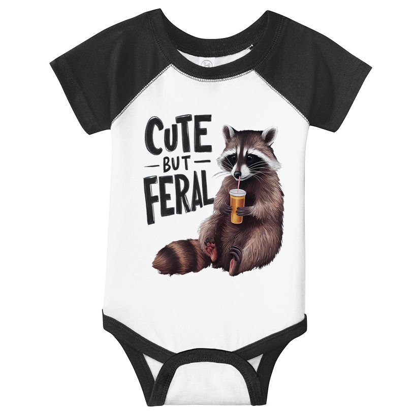 Feral Girl Summer Funny Meme Cute But Feral Raccoon Vacation Infant Baby Jersey Bodysuit