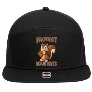 Food Gift Squirrel Protect Your Nuts Squirrel 7 Panel Mesh Trucker Snapback Hat