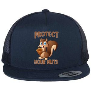 Food Gift Squirrel Protect Your Nuts Squirrel Flat Bill Trucker Hat