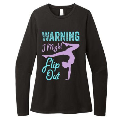 Funny Gymnastics Sport Quote Warning I Might Flip Out Womens CVC Long Sleeve Shirt