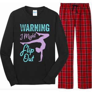 Funny Gymnastics Sport Quote Warning I Might Flip Out Long Sleeve Pajama Set