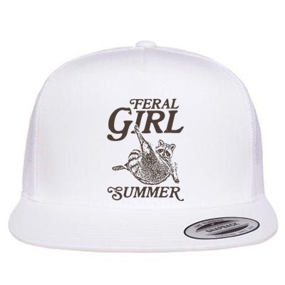 Feral Girl Summer Raccoon Vintage Flat Bill Trucker Hat