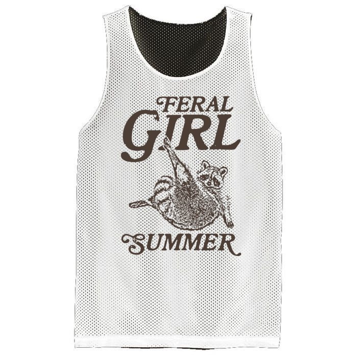 Feral Girl Summer Raccoon Vintage Mesh Reversible Basketball Jersey Tank