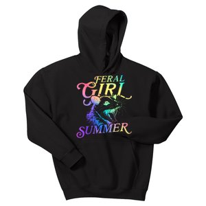 Feral Girl Summer Opossum Tie Dye Pastel Color Kids Hoodie