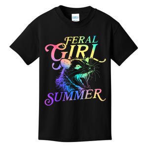 Feral Girl Summer Opossum Tie Dye Pastel Color Kids T-Shirt