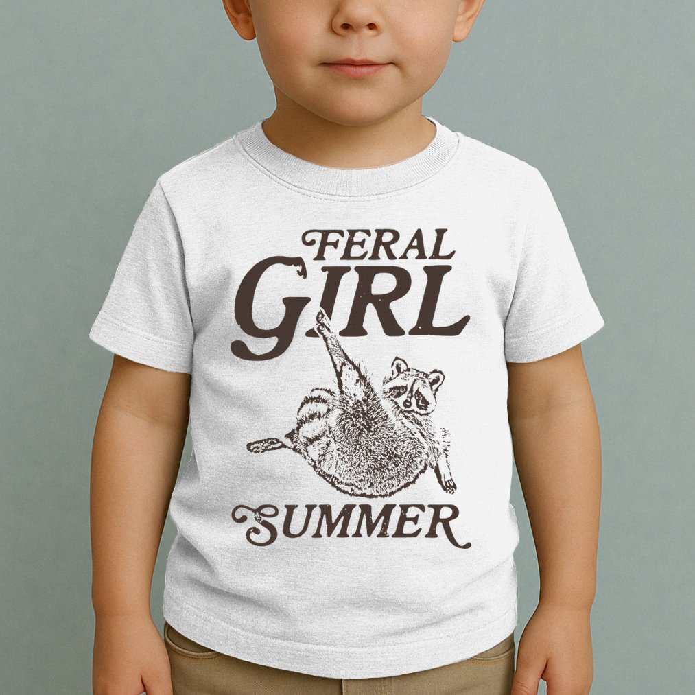Feral Girl Summer Raccoon Vintage Toddler T-Shirt