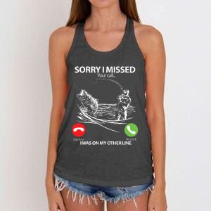 Fishing Gift Sorry I Missed Your Call I Was On Other Line Women's Knotted Racerback Tank