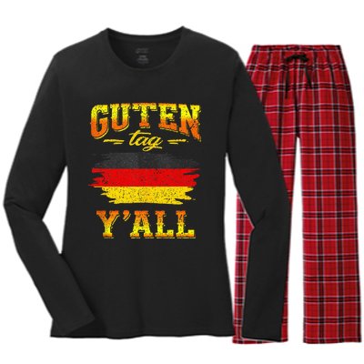 Funny German Saying Quote Joke Germany Flag Women's Long Sleeve Flannel Pajama Set 