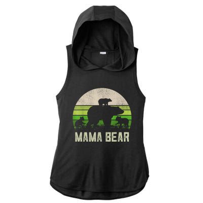 Funny Grandma Shirts From Grandkid, 3 Cubs Mama Bear Vintage Ladies PosiCharge Tri-Blend Wicking Draft Hoodie Tank