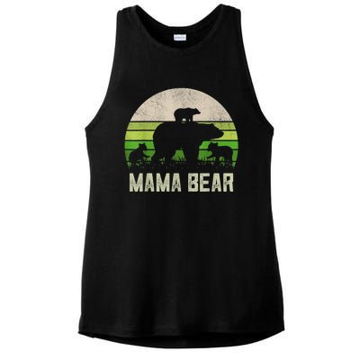 Funny Grandma Shirts From Grandkid, 3 Cubs Mama Bear Vintage Ladies PosiCharge Tri-Blend Wicking Tank