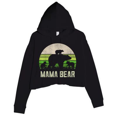 Funny Grandma Shirts From Grandkid, 3 Cubs Mama Bear Vintage Crop Fleece Hoodie