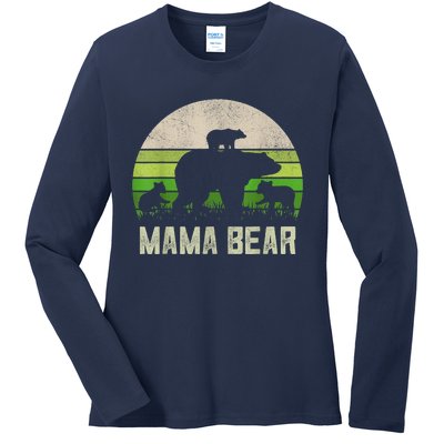 Funny Grandma Shirts From Grandkid, 3 Cubs Mama Bear Vintage Ladies Long Sleeve Shirt