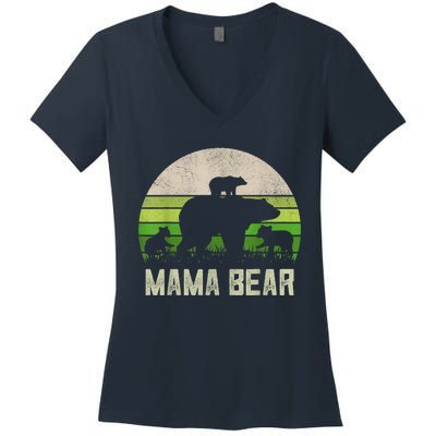 Funny Grandma Shirts From Grandkid, 3 Cubs Mama Bear Vintage Women's V-Neck T-Shirt