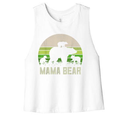 Funny Grandma Shirts From Grandkid, 3 Cubs Mama Bear Vintage Women's Racerback Cropped Tank