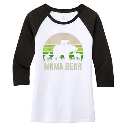 Funny Grandma Shirts From Grandkid, 3 Cubs Mama Bear Vintage Women's Tri-Blend 3/4-Sleeve Raglan Shirt