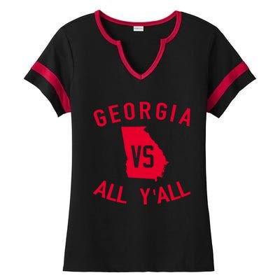 Funny Georgia Shirt Georgia Vs All Y'all Ladies Halftime Notch Neck Tee