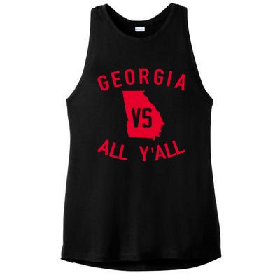 Funny Georgia Shirt Georgia Vs All Y'all Ladies PosiCharge Tri-Blend Wicking Tank