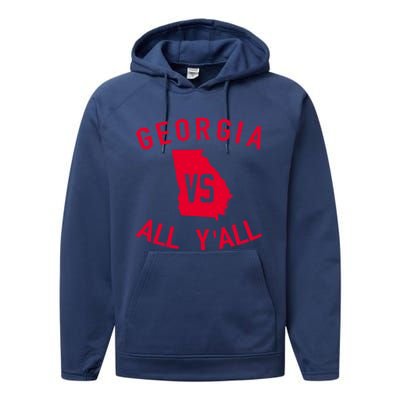 Funny Georgia Shirt Georgia Vs All Y'all Performance Fleece Hoodie