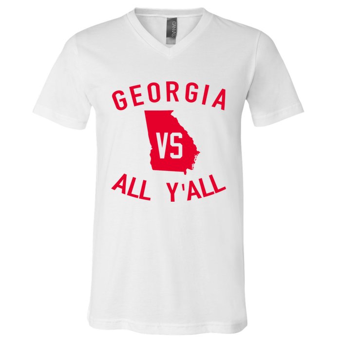 Funny Georgia Shirt Georgia Vs All Y'all V-Neck T-Shirt