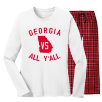 Funny Georgia Shirt Georgia Vs All Y'all Women's Long Sleeve Flannel Pajama Set 