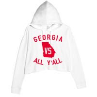 Funny Georgia Shirt Georgia Vs All Y'all Crop Fleece Hoodie