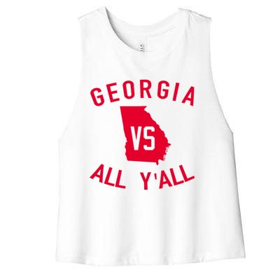 Funny Georgia Shirt Georgia Vs All Y'all Women's Racerback Cropped Tank