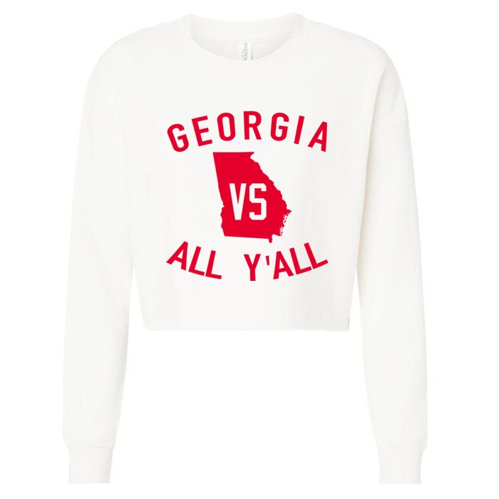 Funny Georgia Shirt Georgia Vs All Y'all Cropped Pullover Crew