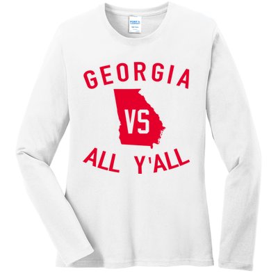 Funny Georgia Shirt Georgia Vs All Y'all Ladies Long Sleeve Shirt