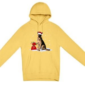 Funny Ger Shepherd Christmas Cool Gift Santa Hat Animal Great Gift Premium Pullover Hoodie