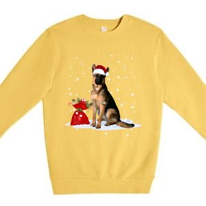 Funny Ger Shepherd Christmas Cool Gift Santa Hat Animal Great Gift Premium Crewneck Sweatshirt