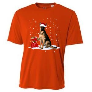 Funny Ger Shepherd Christmas Cool Gift Santa Hat Animal Great Gift Cooling Performance Crew T-Shirt