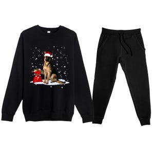 Funny Ger Shepherd Christmas Cool Gift Santa Hat Animal Great Gift Premium Crewneck Sweatsuit Set