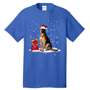 Funny Ger Shepherd Christmas Cool Gift Santa Hat Animal Great Gift Tall T-Shirt