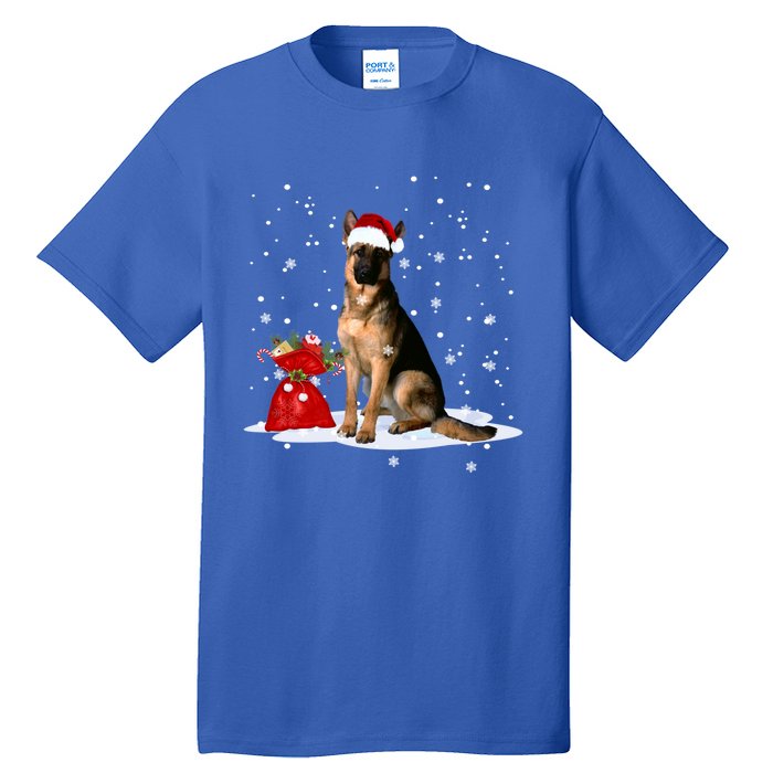 Funny Ger Shepherd Christmas Cool Gift Santa Hat Animal Great Gift Tall T-Shirt