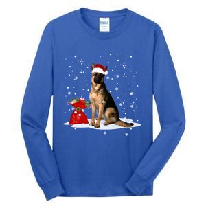 Funny Ger Shepherd Christmas Cool Gift Santa Hat Animal Great Gift Tall Long Sleeve T-Shirt