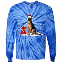 Funny Ger Shepherd Christmas Cool Gift Santa Hat Animal Great Gift Tie-Dye Long Sleeve Shirt