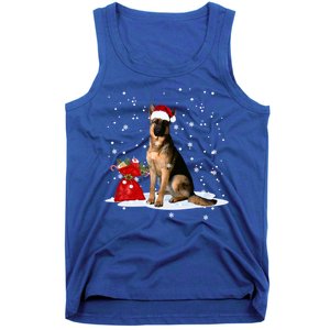 Funny Ger Shepherd Christmas Cool Gift Santa Hat Animal Great Gift Tank Top