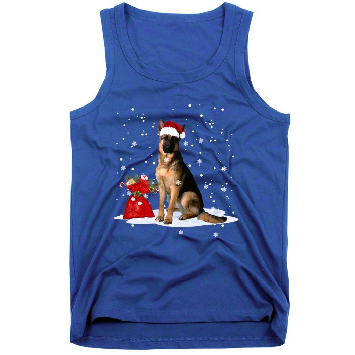 Funny Ger Shepherd Christmas Cool Gift Santa Hat Animal Great Gift Tank Top