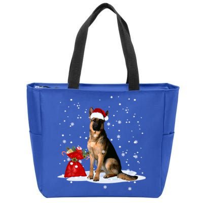 Funny Ger Shepherd Christmas Cool Gift Santa Hat Animal Great Gift Zip Tote Bag