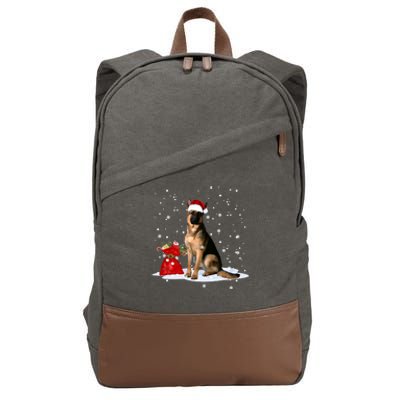 Funny Ger Shepherd Christmas Cool Gift Santa Hat Animal Great Gift Cotton Canvas Backpack