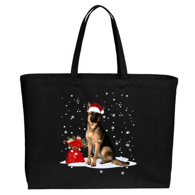 Funny Ger Shepherd Christmas Cool Gift Santa Hat Animal Great Gift Cotton Canvas Jumbo Tote