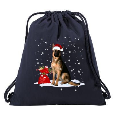 Funny Ger Shepherd Christmas Cool Gift Santa Hat Animal Great Gift Drawstring Bag