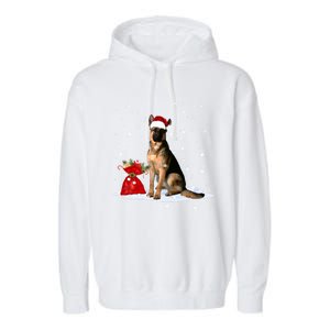 Funny Ger Shepherd Christmas Cool Gift Santa Hat Animal Great Gift Garment-Dyed Fleece Hoodie