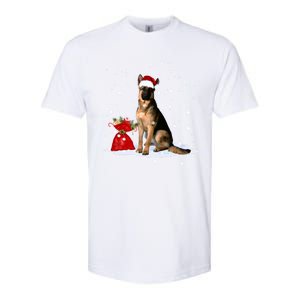 Funny Ger Shepherd Christmas Cool Gift Santa Hat Animal Great Gift Softstyle CVC T-Shirt