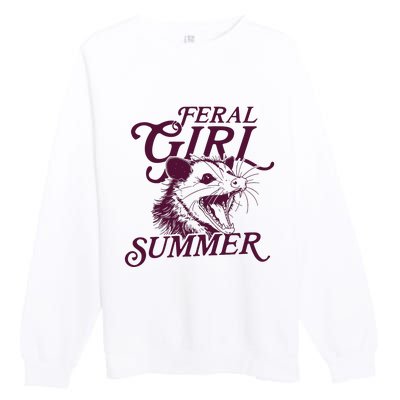 Feral Girl Summer Opossum Premium Crewneck Sweatshirt