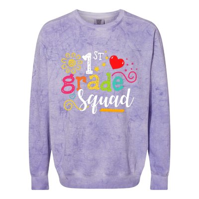 First Grade Squad Student Teacher Gift Back To School Colorblast Crewneck Sweatshirt