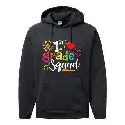 First Grade Squad Student Teacher Gift Back To School Performance Fleece Hoodie