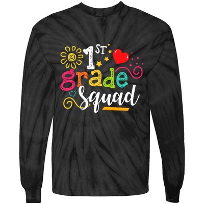 First Grade Squad Student Teacher Gift Back To School Tie-Dye Long Sleeve Shirt