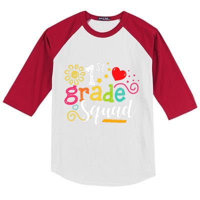 First Grade Squad Student Teacher Gift Back To School Kids Colorblock Raglan Jersey